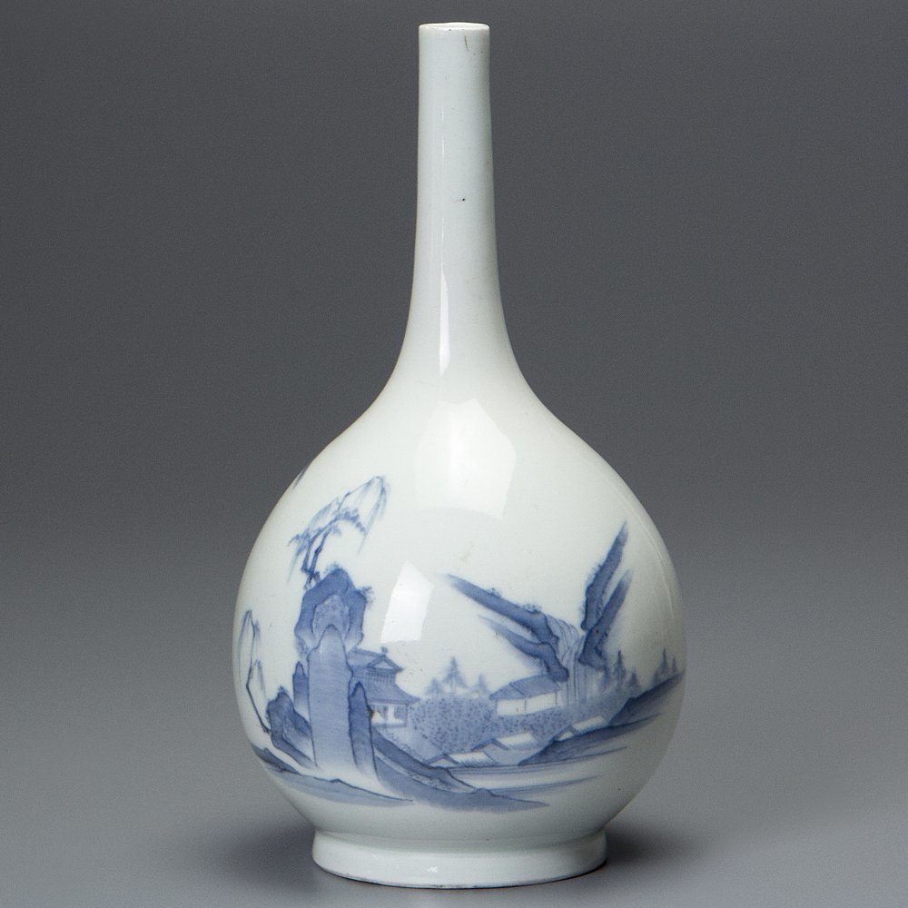 五】平戸焼染付楼閣山水文瓶 徳利 花生 江戸後期 2025年最新Yahoo