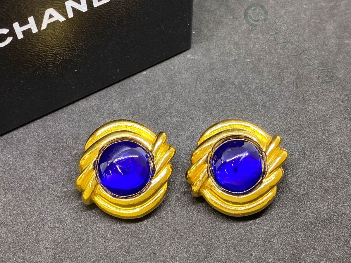 ◇S7396 CHANEL シャネル カラーストーン デザイン 大振り イヤリング