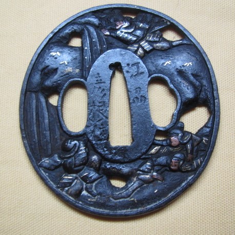 鍔 武州住國廣 鉄鐔 在銘 国広 拵 日本刀 刀装具 骨董 古美術 江戸時代