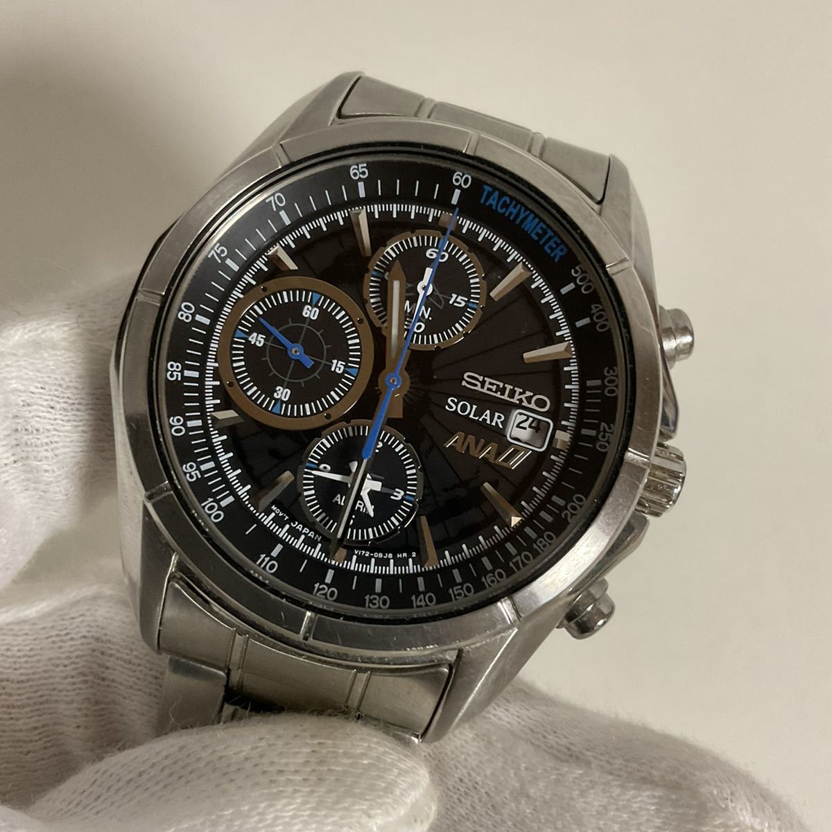 営FU606-60◇ SEIKO セイコー ソーラー ANA 限定モデル クロノグラフ 