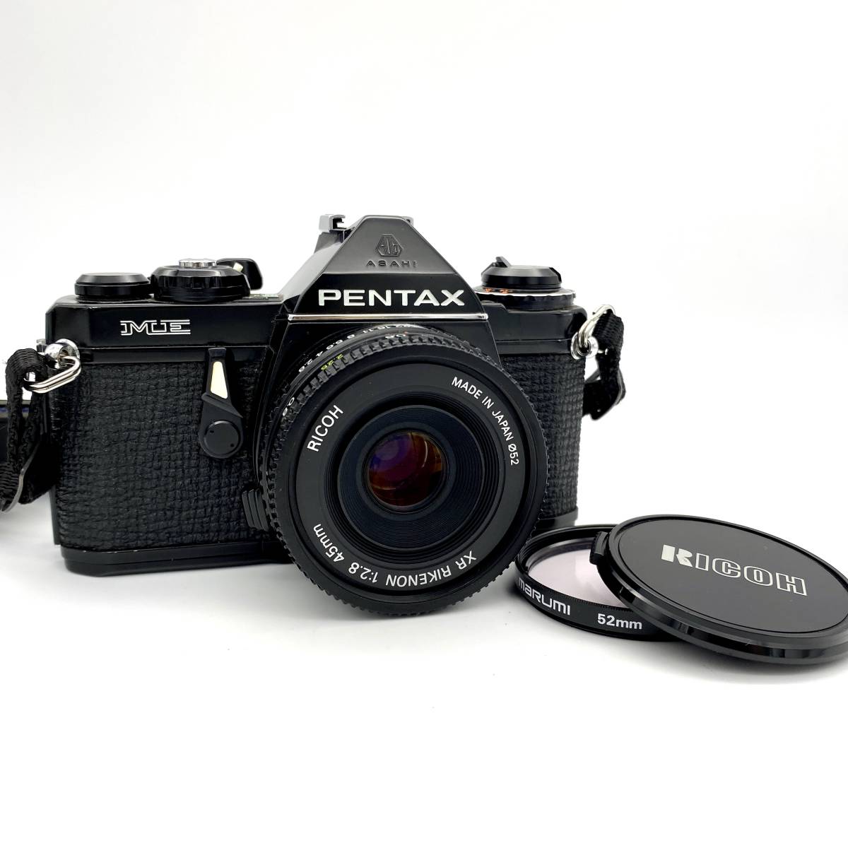 AY0040■【シャッター確認OK】ASAHI PENTAX ME ペンタックス フィルムカメラ レンズ RICOH リコー XR RIKENON 1:2.8 45mm ブラック