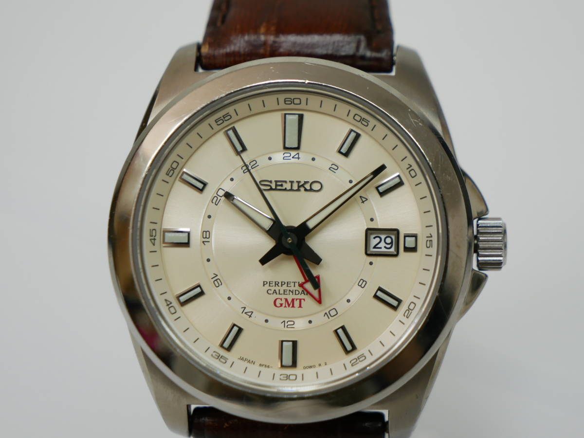 SEIKO 8F56-00M0 GMTパーペチュアルカレンダー 中古品 ベルト難あり 美 