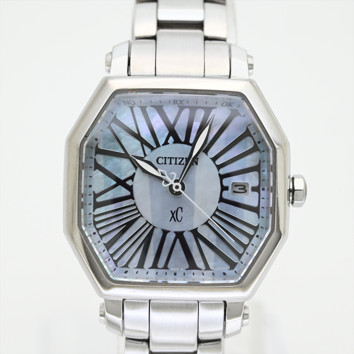 シチズン/XC ソーラー電波時計○H010-T014135 シェル文字盤 取説付  