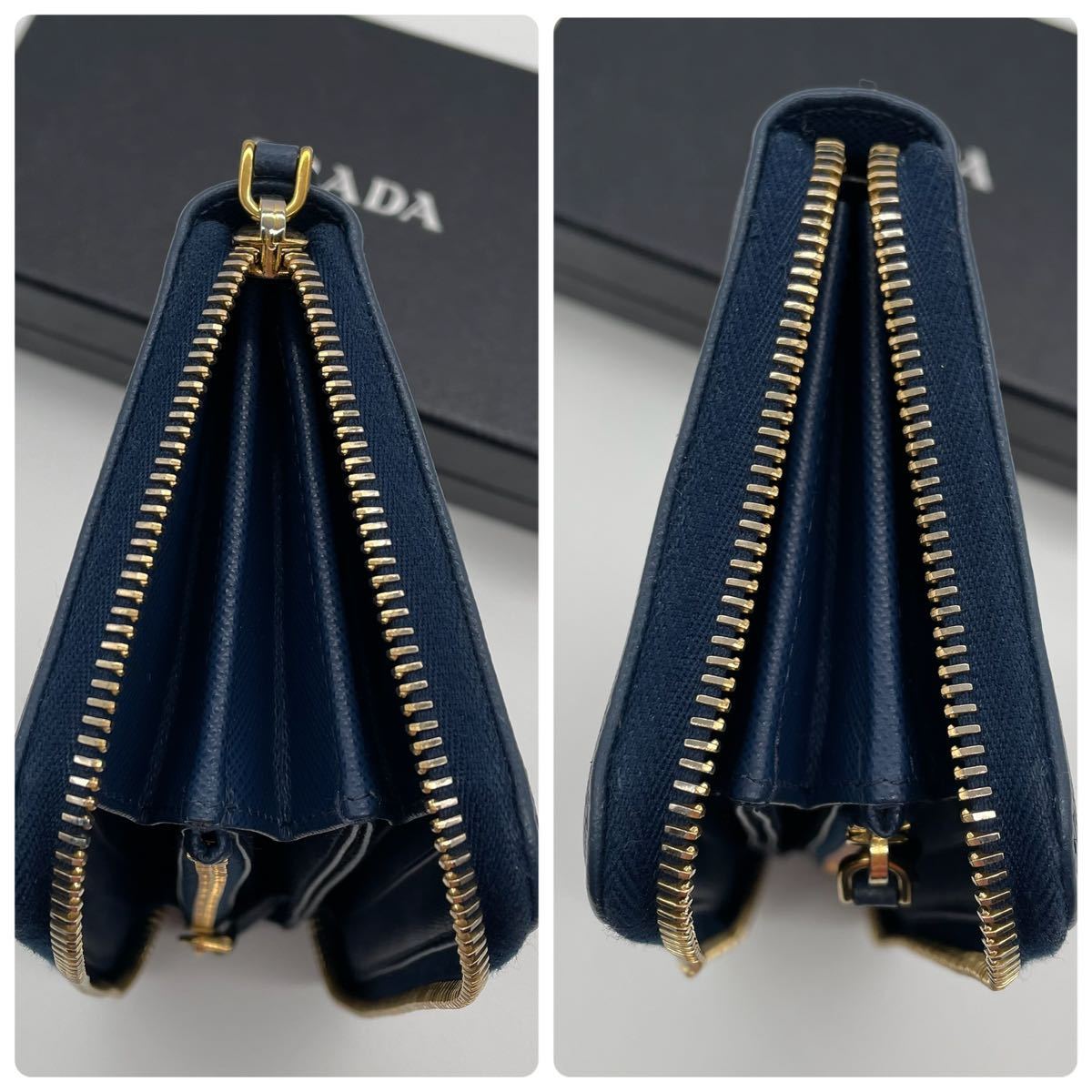 極美品 PRADA トライアングル サフィアーノ ジップアラウンド 三角ロゴ