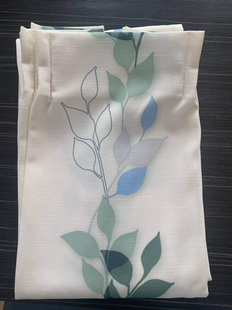 ☆ 開封済未使用 ☆ニトリ ドレープカーテン 1枚のみ アジャスターフック付き 葉っぱ柄 リーフ柄 100×140cm カーテン オフホワイト_6