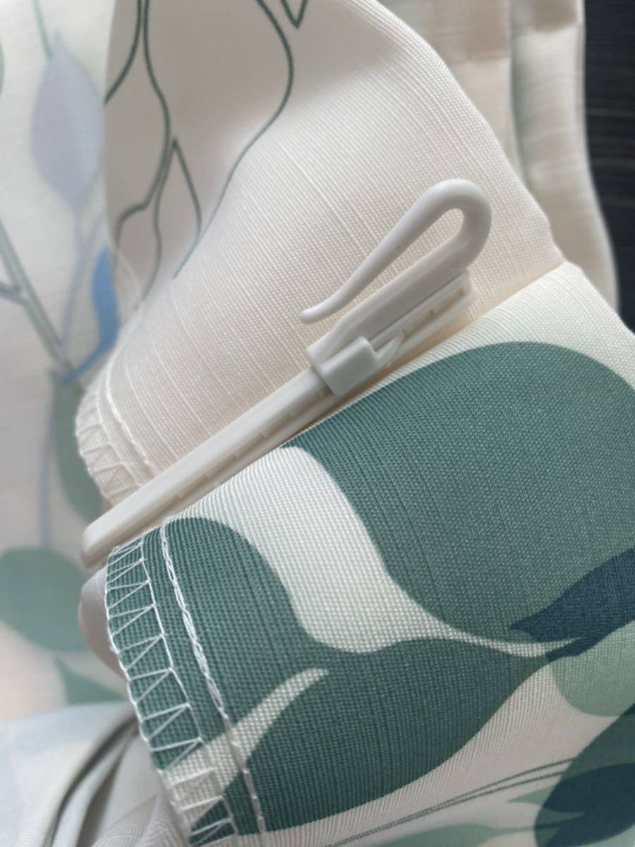 ☆ 開封済未使用 ☆ニトリ ドレープカーテン 1枚のみ アジャスターフック付き 葉っぱ柄 リーフ柄 100×140cm カーテン オフホワイト_8