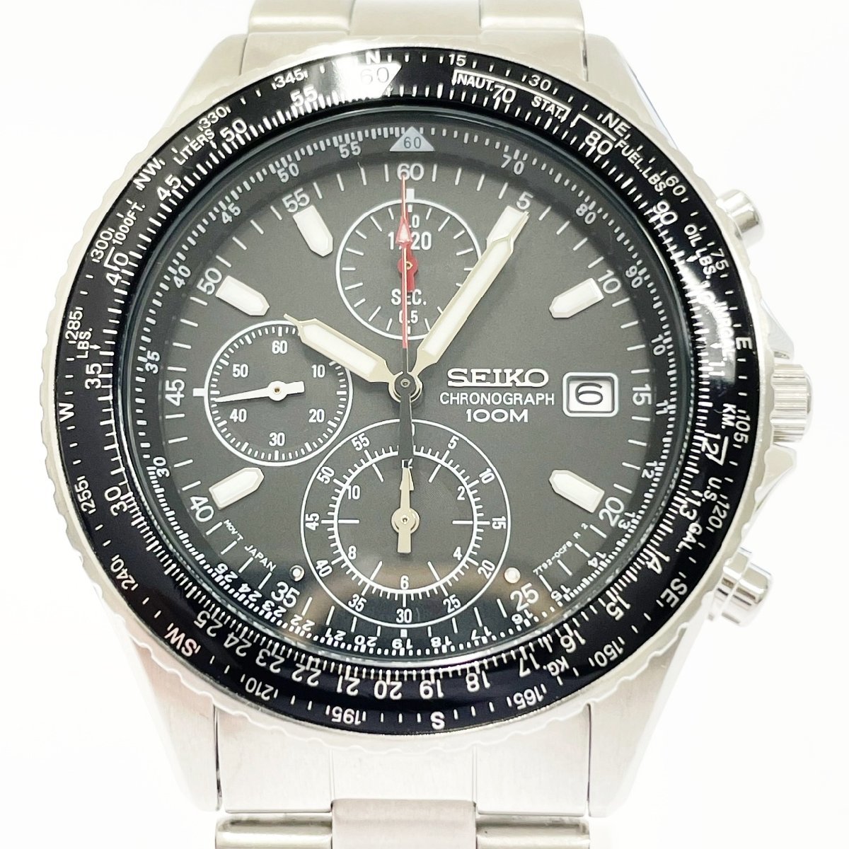 1円スタート】【箱付き】SEIKO セイコー 7T92-0CF0 クロノグラフ SS