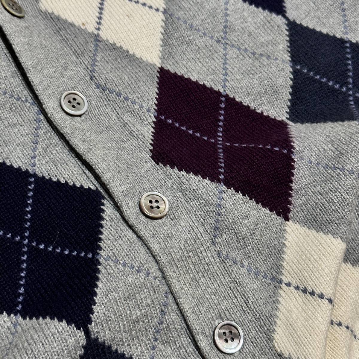 極美品定価3.3万PAPAS PAPAS『パパス』メンズ M・ニットベスト・ダイヤ柄 アーガイル papas 未使用 パーカー 水色 メンズM