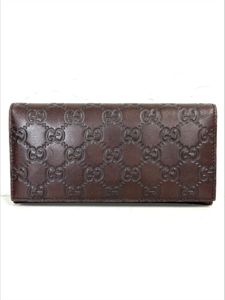 【80】1円～GUCCI グッチ 233154 グッチシマ GG柄 レザー 二つ折り 長財布 ウォレット メンズ レディース ダークブラウン系