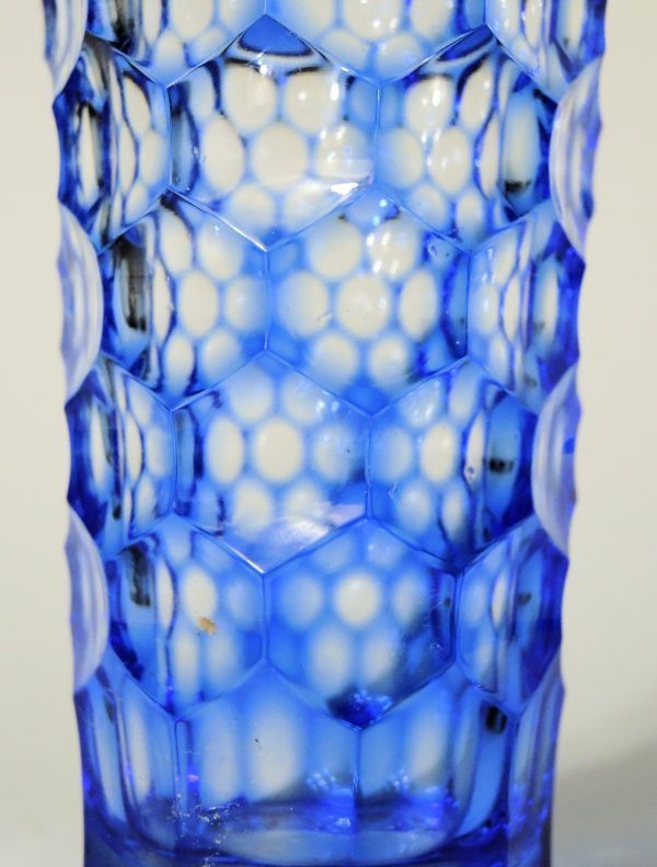 ≫白犬≪ 上品な青色切子コップ 5客 作家物？ /天満切子 江戸切子 薩摩 