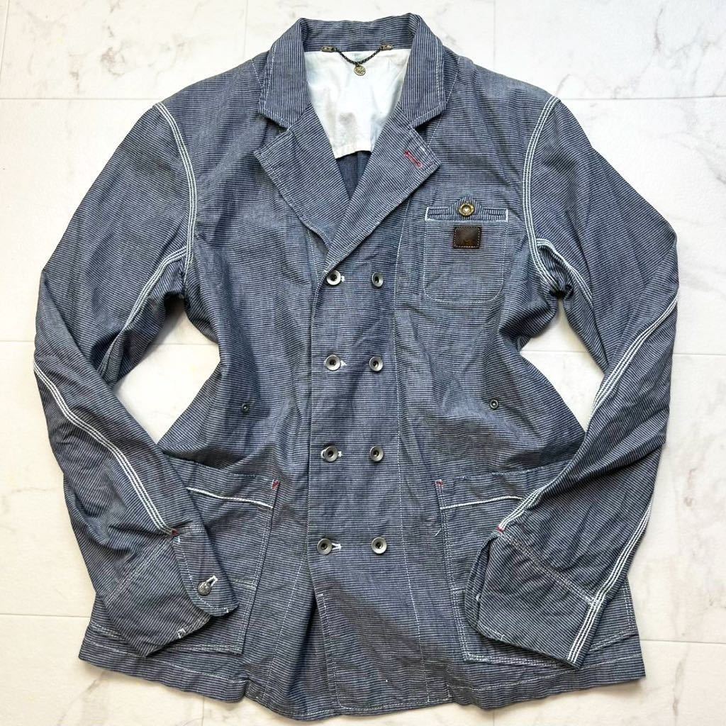 幻のXL位 DIESEL 最高級 清涼感 薄手デニムジャケット ブルー 