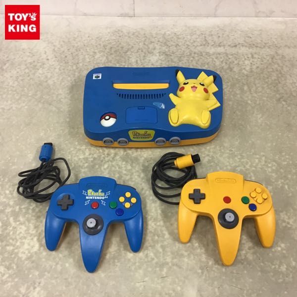 1円〜 箱無 ピカチュウNINTENDO64 本体 ブルー＆イエロー コントローラー イエロー 本体 ニンテンドー64 ピカチュウ
