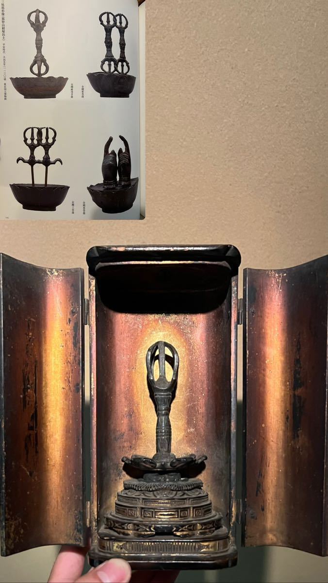 金銅五鈷杵 厨子入り 】 密教法具 仏像 仏教美術 中国美術 仏画