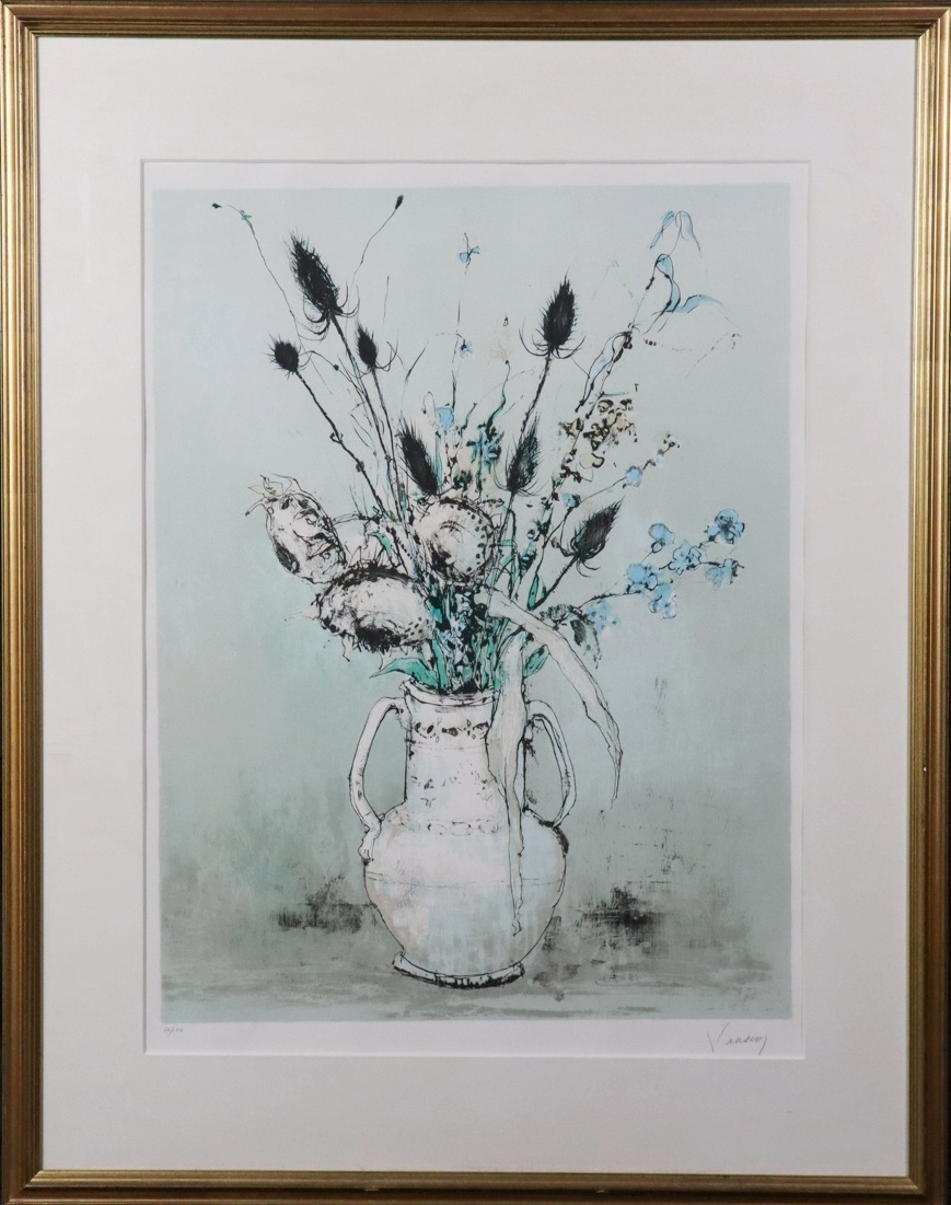 宙】真作保証 ジャン・ジャンセン Jean Jansem 静物画 リトグラフ 78
