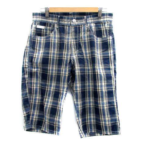 ラングラー WRANGLER ショートパンツ ハーフパンツ 短パン チェック柄 32 青 ブルー ベージュ /HO21 メンズ(ボトムス ...