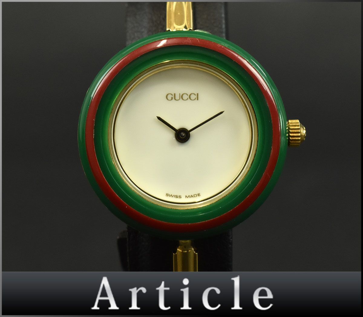 151120◇美品 動作確認済 GUCCI グッチ チェンジベルウォッチ 12色 腕時計 クォーツ 11/12.2 GP ホワイト ゴールド レディース/ D