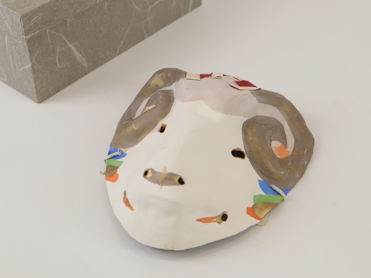 嵯峨面 干支 未 羊 藤原孚石 紙箱付 郷土玩具 京都府 民芸 伝統工芸 風俗人形 置物 2