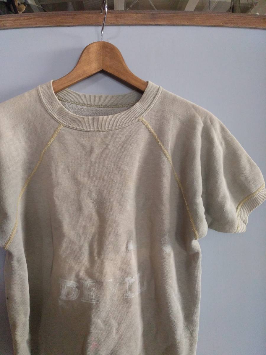 1960s ビンテージ オリーブ 半袖スウェット ダメージ フェード VINTAGE