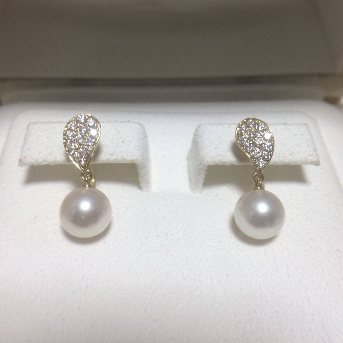 ミキモト　K18YG ダイヤ パール イヤリング