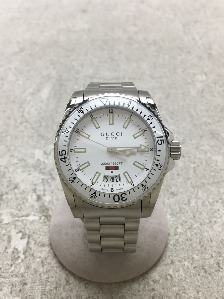 GUCCI◇クォーツ腕時計/DIVE/136.3/アナログ/ステンレス/WHT/ホワイト 