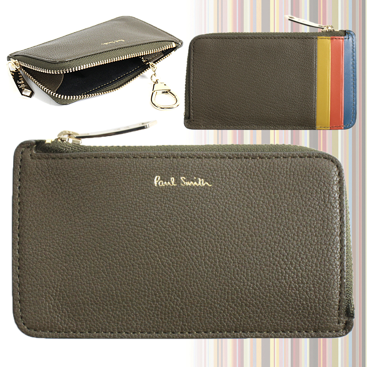 新品 Paul Smith ポールスミス 財布 小銭入れ コインケース カードケース付き キーリング付き カラースロット 純正箱あり ◆BPS051-54