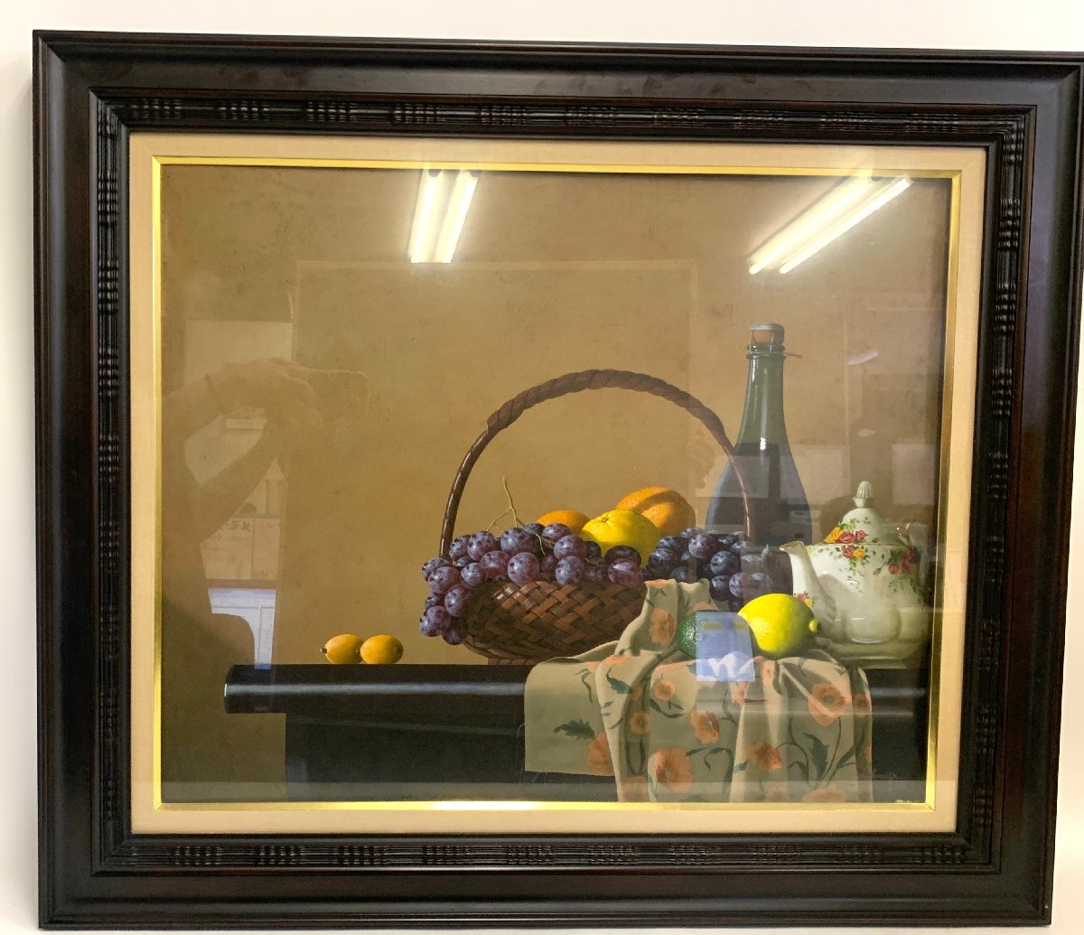 庄司守 『盛龍の静物』 果物 ティーポット 置物 油彩 静物画 絵画 美術