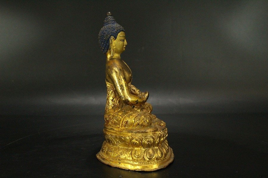 銀閣】中国美術 鍍金仏 高15cm 清 旧家蔵出(ZE324) 古銅 仏教美術 仏像