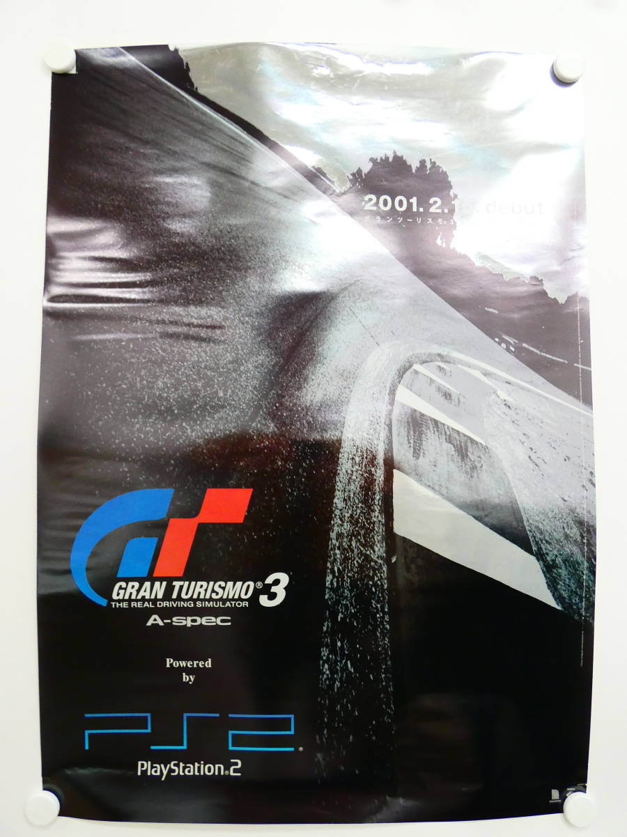 Ih6/PS2ソフト グランツーリスモ3 A-spec 販促 B2ポスター 当時物/ピン