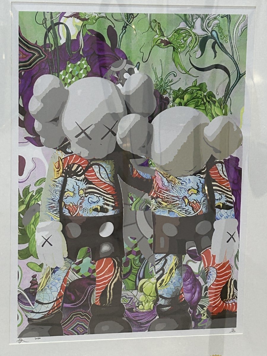 DEATH NYC 額付き 世界限定100枚 アートポスタ KAWS ドラゴン 花 現代