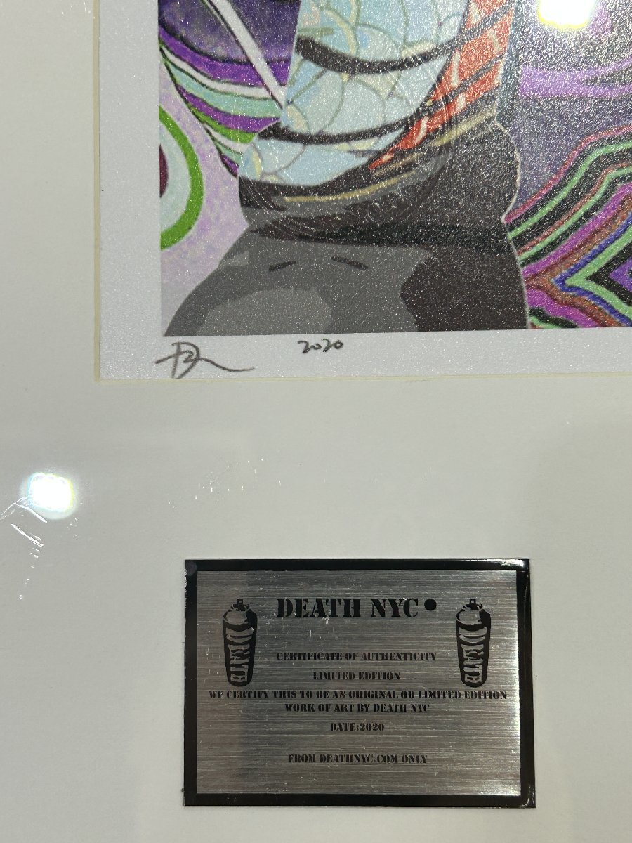 DEATH NYC 額付き 世界限定100枚 アートポスタ KAWS ドラゴン 花 現代