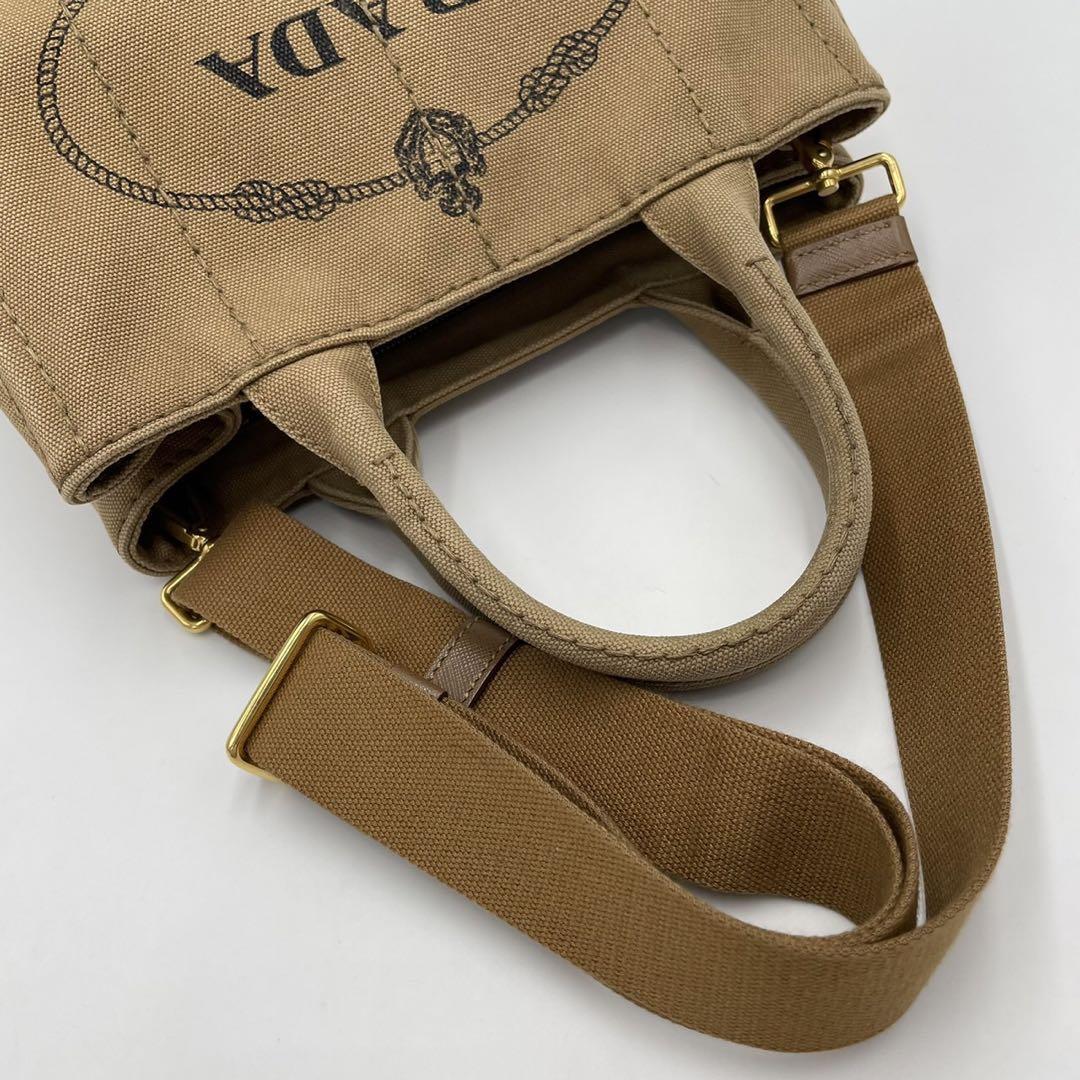 全国無料，新作】 極美品○PRADA プラダ カナパ Sサイズ 2way ベージュ