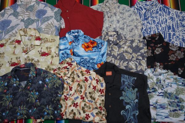 SSH-ALH37 大量24枚セット!! 半袖アロハシャツ 総柄シャツ ハワイアンシャツ￥1～US古着卸大量セット業者まとめ売り