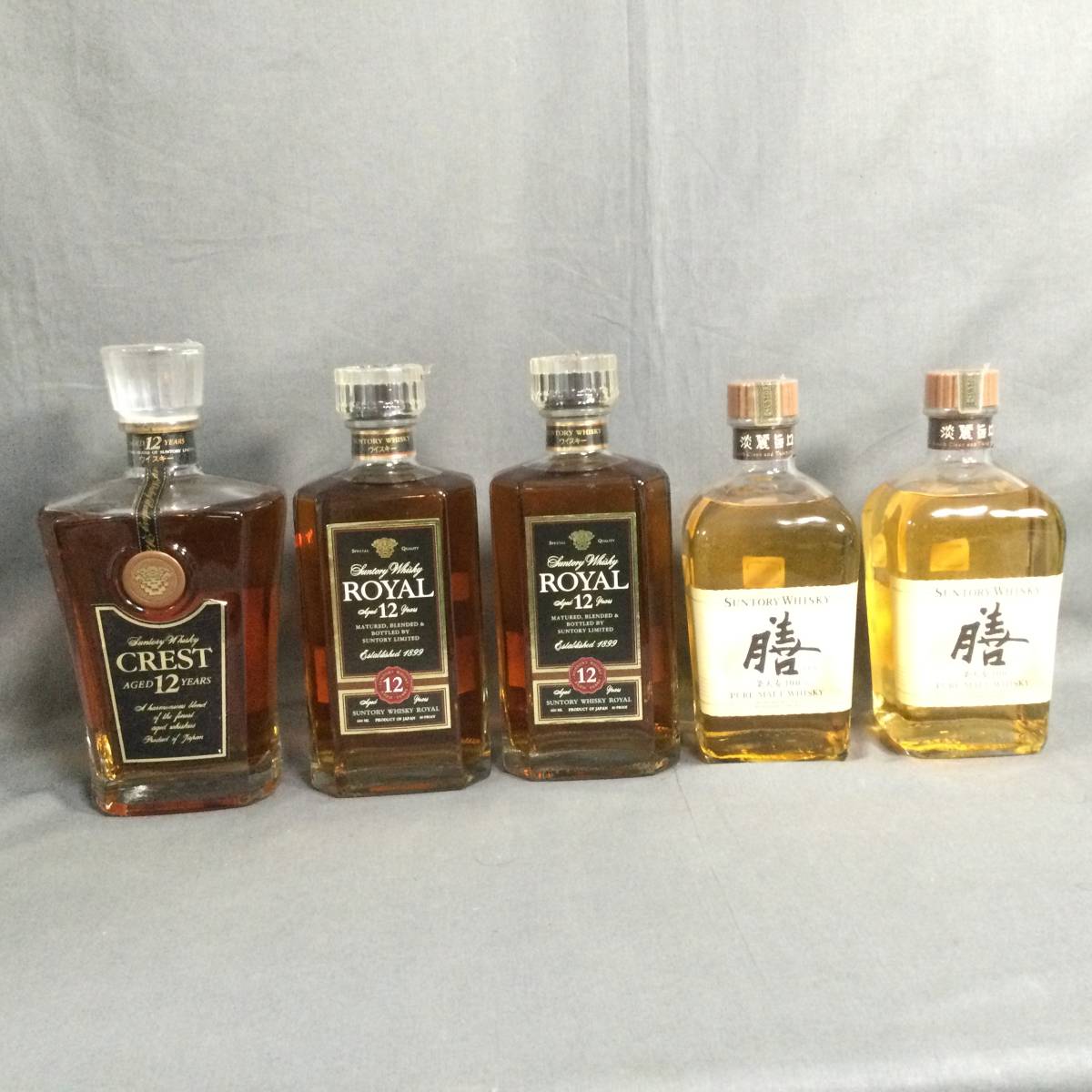 7/18　240026　Suntory　Whisky　CREST　12年　ROYAL　12年　膳　お酒　5本　セット　おまとめ　