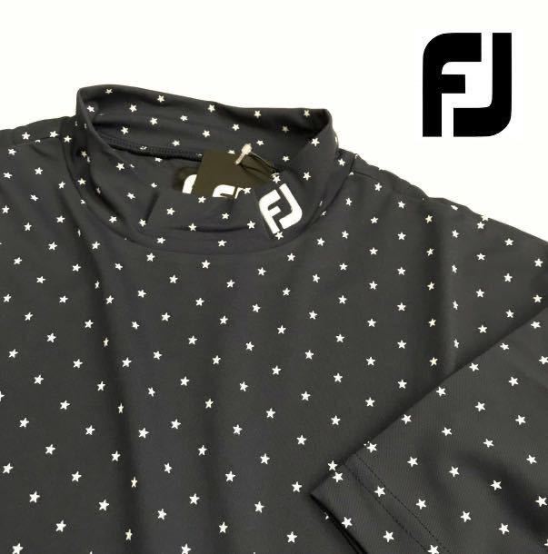新品【メンズXL】紺ネイビー【FOOT JOY GOLF】フットジョイゴルフ 吸汗速乾 ストレッチ 星柄ドット モックシャツ 高品質