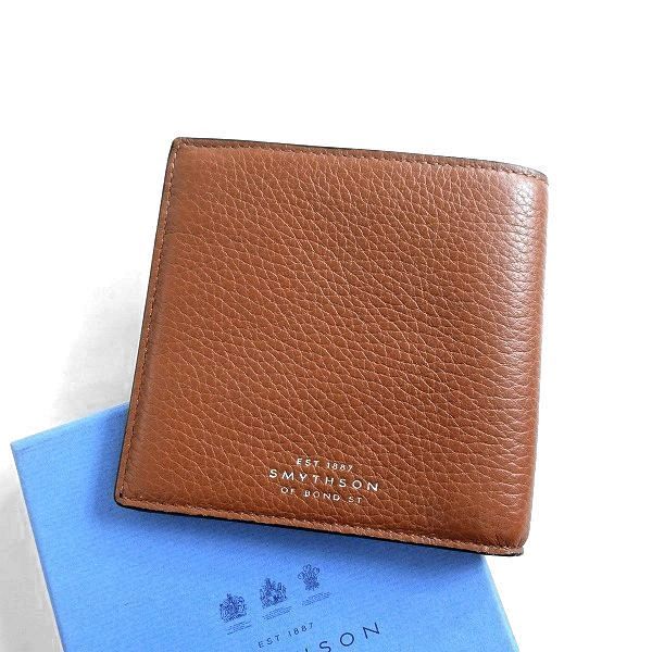 ■SMYTHSON スマイソン 新品 定5.3万 拘りのイタリア製 BURLINGTON 極上ディアスキン 鹿革 二つ折り財布 レザーウォレット ▲130▼bus8985c