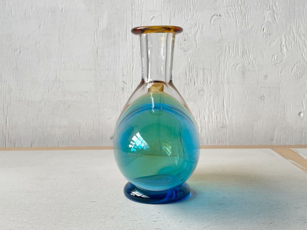 津軽びいどろ 花瓶 日本津輕玻璃｜秋村実作品｜金箔玻璃花瓶 秋村実