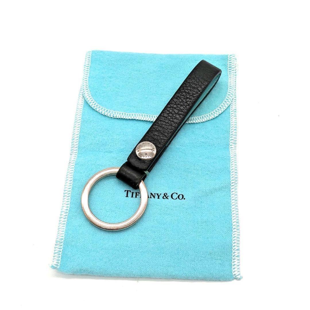 TIFFANY　ティファニー　スナップ　ループ　キーホルダー　キーチェーン　レザー　シルバー金具　黒　ブルー ブラック　ティファニーブルー