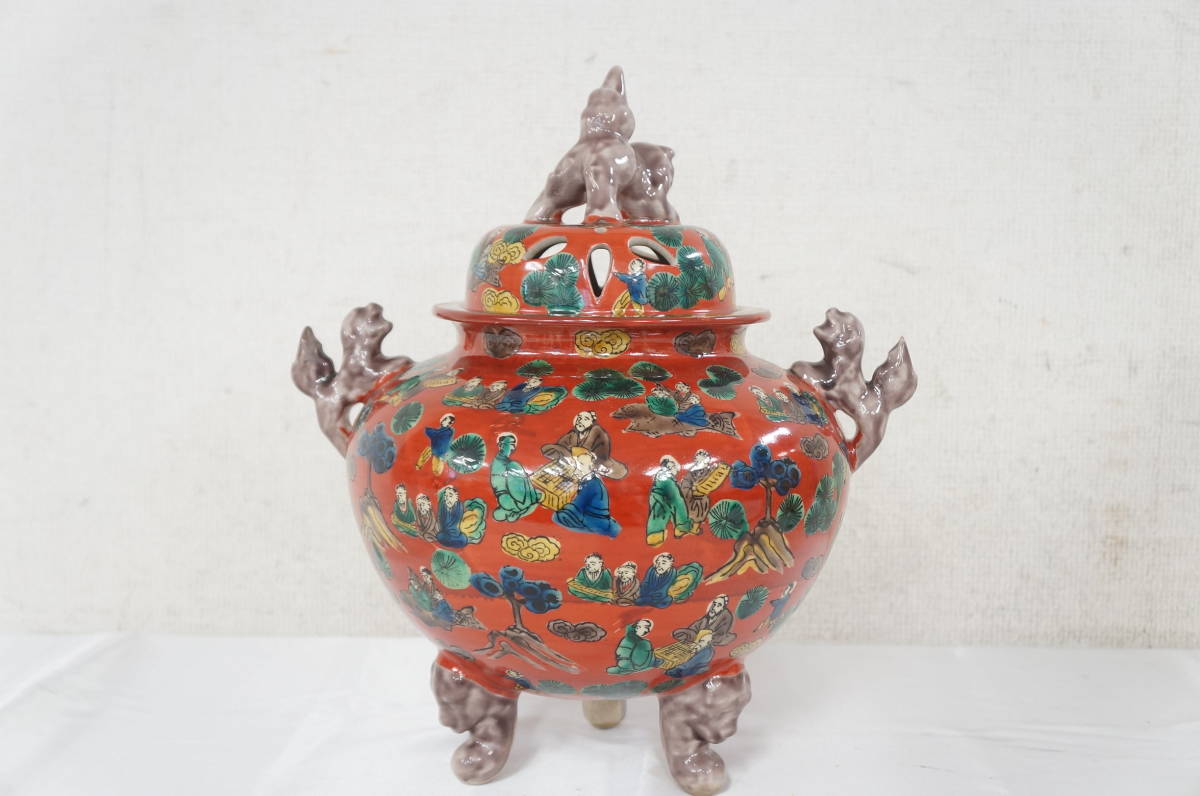 九谷焼？・ 香炉三つ足・ アンティーク