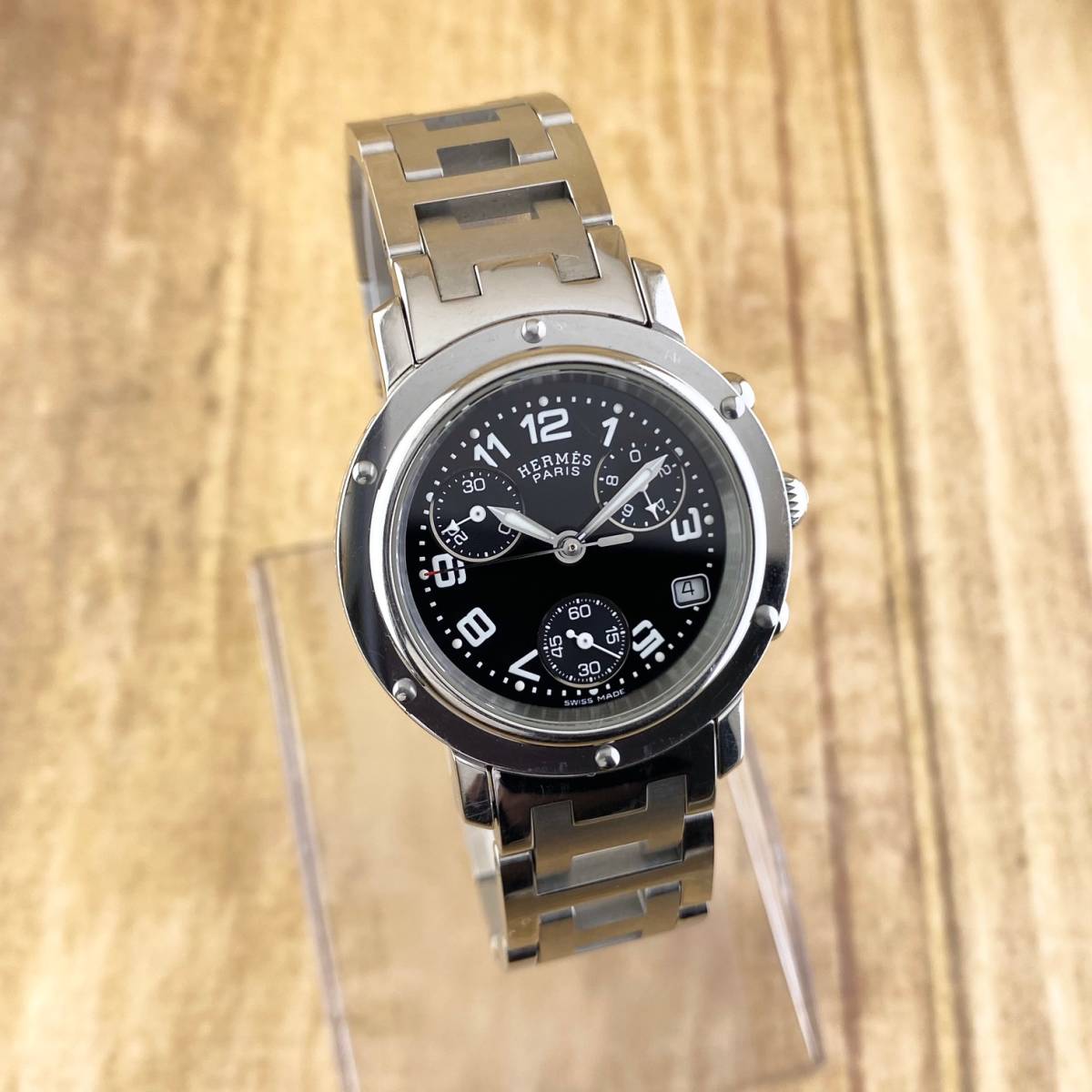 1円〜】HERMES エルメス 腕時計 レディース クロノグラフ CL1.310 