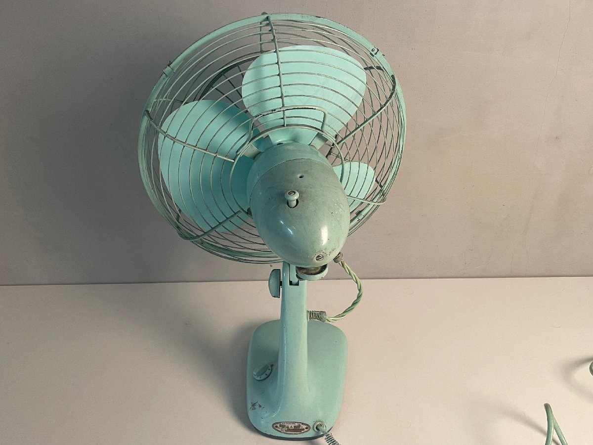 1000円スタート Mitsubishi 三菱扇風機 薄青磁色 細目標準扇 30cm 3枚 