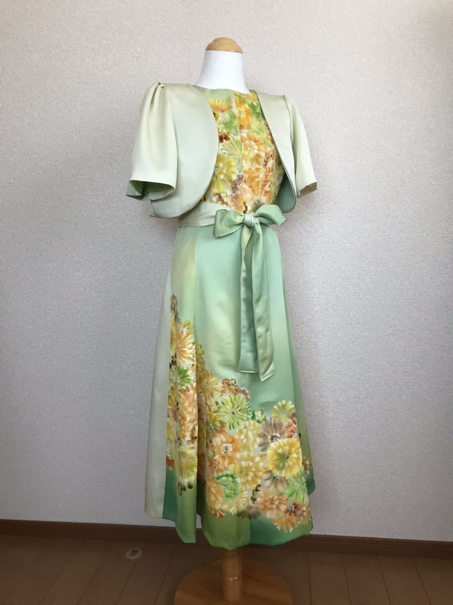 115☆訪問着☆着物リメイク☆ワンピース&ボレロ☆M☆一点物