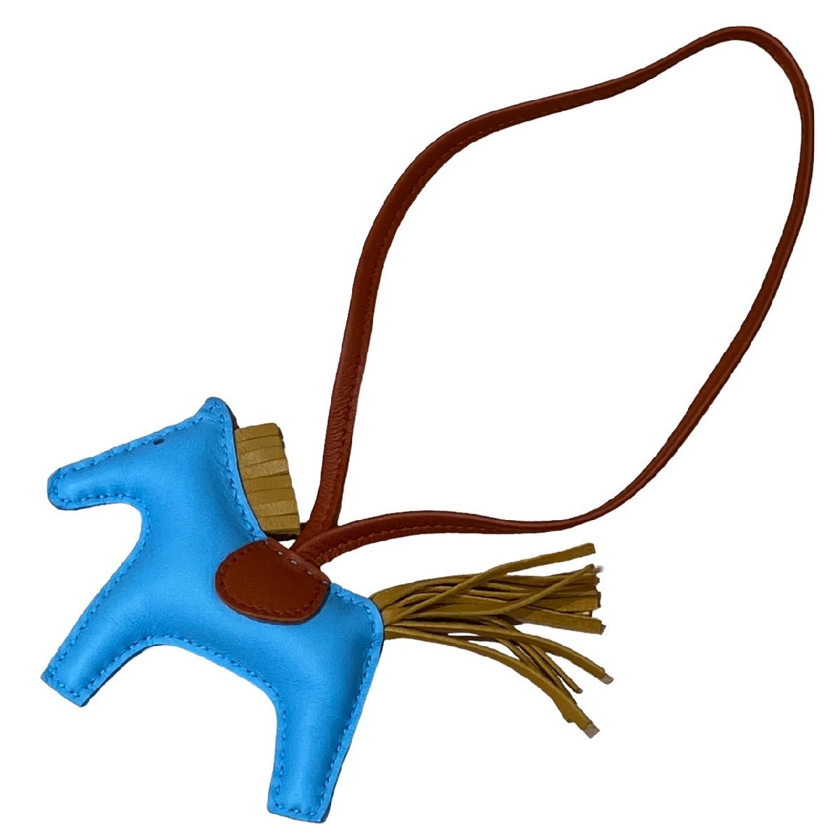 極美品 エルメス ロデオ PM ブルーイズミール バッグチャーム チャーム アニョーミロ ブルー系×イエロー系×ブラウン系 C SN刻印