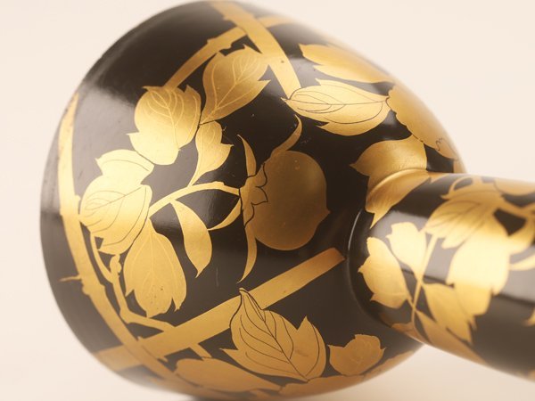流】和楽器 時代 牡丹蒔絵鼓 DF927