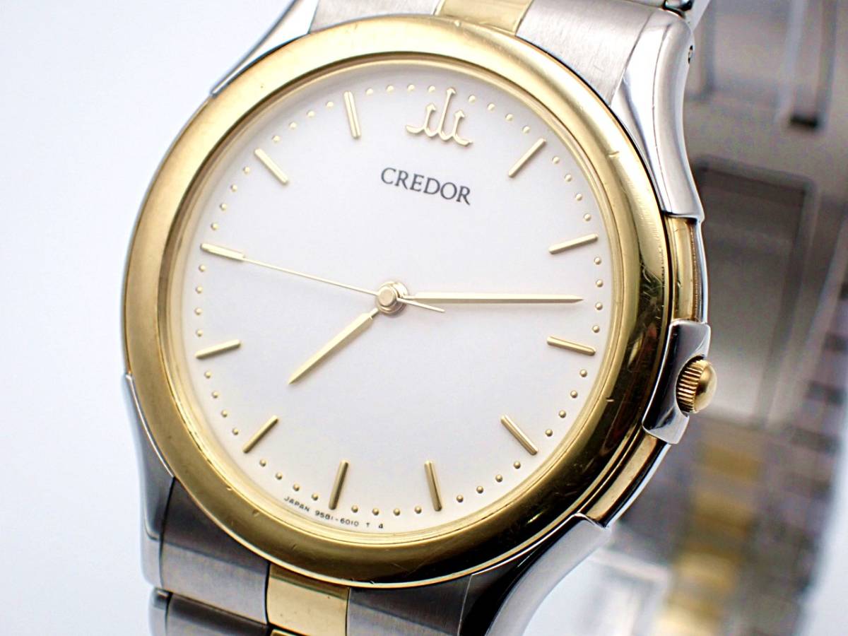 1円～☆稼働品☆SEIKO セイコー SS×18KT クレドール 9581-6010 QZ