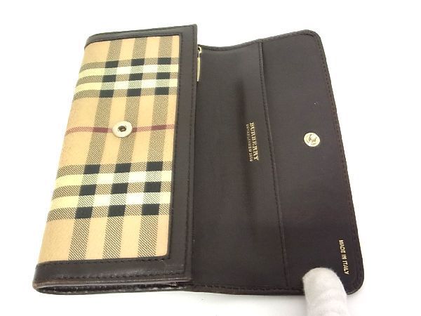 バーバリー ノバチェック 三つ折り 長財布 PVCレザー ベージュ