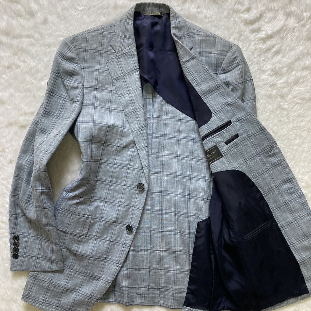 【安い，大得価】 タグ付 ロロピアーナ&times;ダーバン 極上シルク リネン D'URBAN サマー テーラードジャケット Loro Piana ブルー系 チェック A6 L位(Lサイズ)｜売買されたオークション情報、yahooの商品情報をア Lサイズ