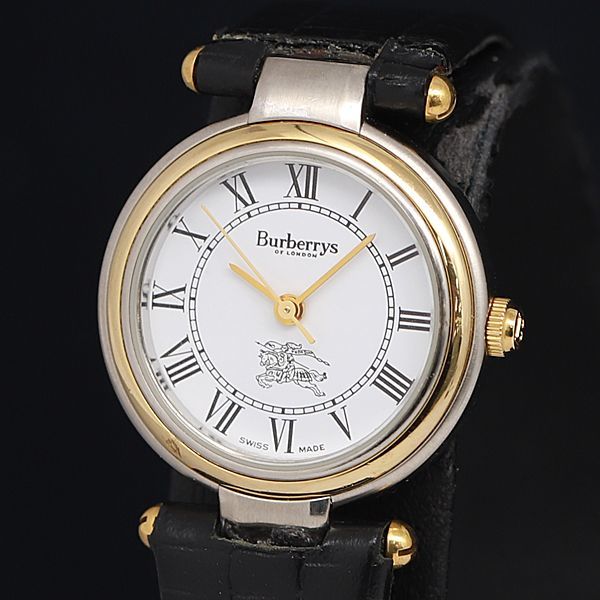 1円 稼働 美品 QZ バーバリー 8000 白文字盤 NBY0727 レディース腕時計 KOR 2385000
