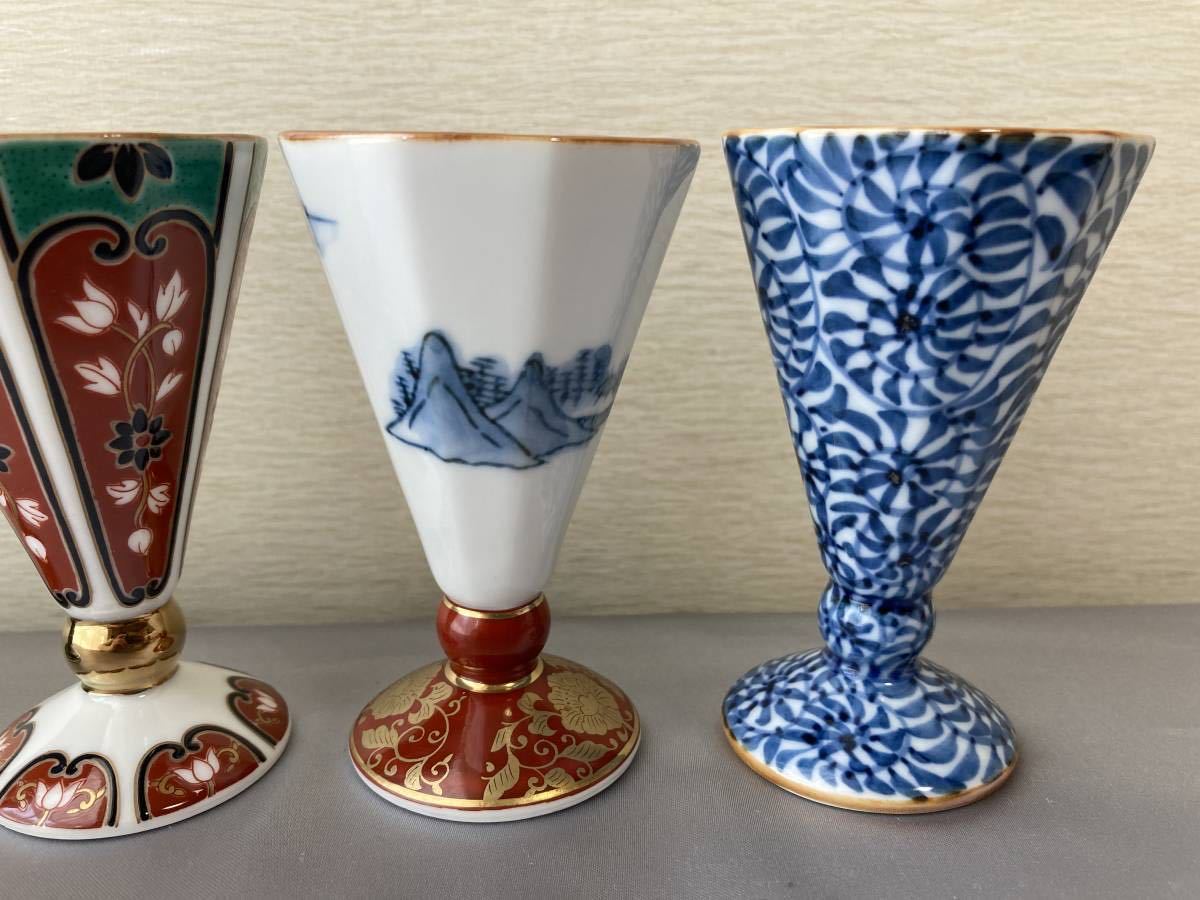 有田焼 林九郎作 古伊万里絵変り 古伊万里写し 酒杯揃 五客 共箱・栞 