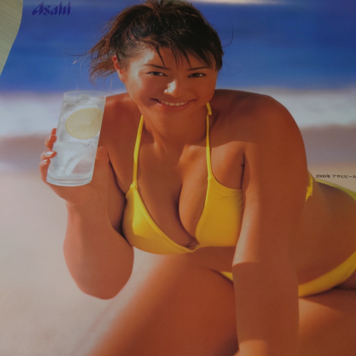 新品未使用品★井川遥ポスター★アサヒ樽生ポスター白 未使用 非売品 井川遥 樽生 水着ポスター B2サイズ 2000年 ビール 企業