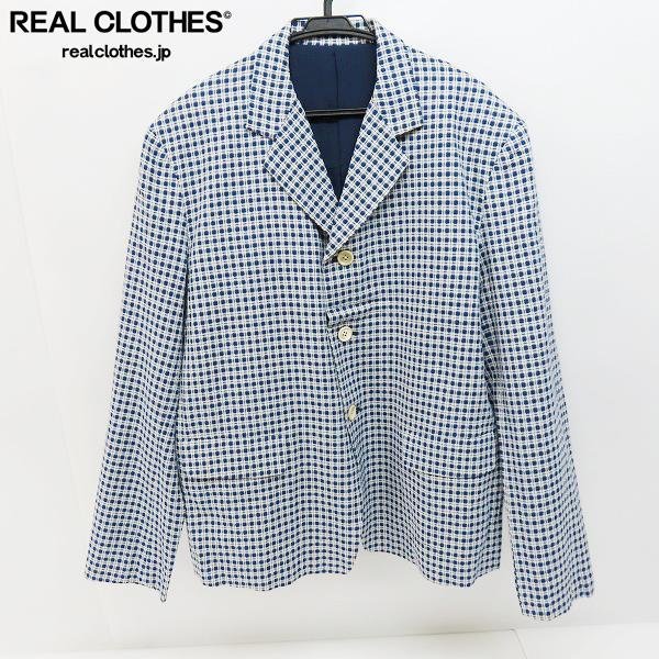 ☆Yohji Yamamoto POUR HOMME/ヨウジヤマモト プールオム テーラードジャケット ブルー×ホワイト/M /060